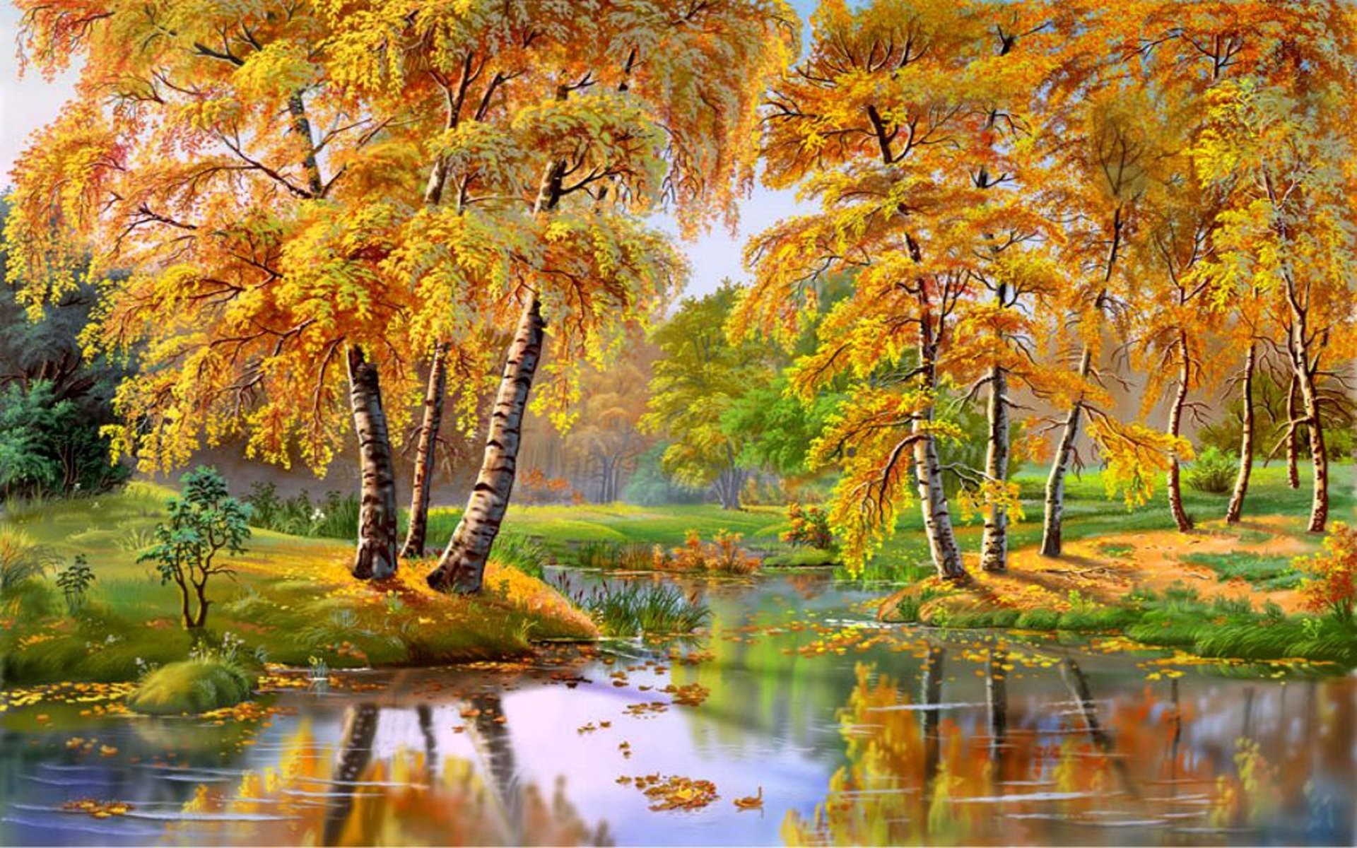 Autumn Painting - HD Wallpaper 