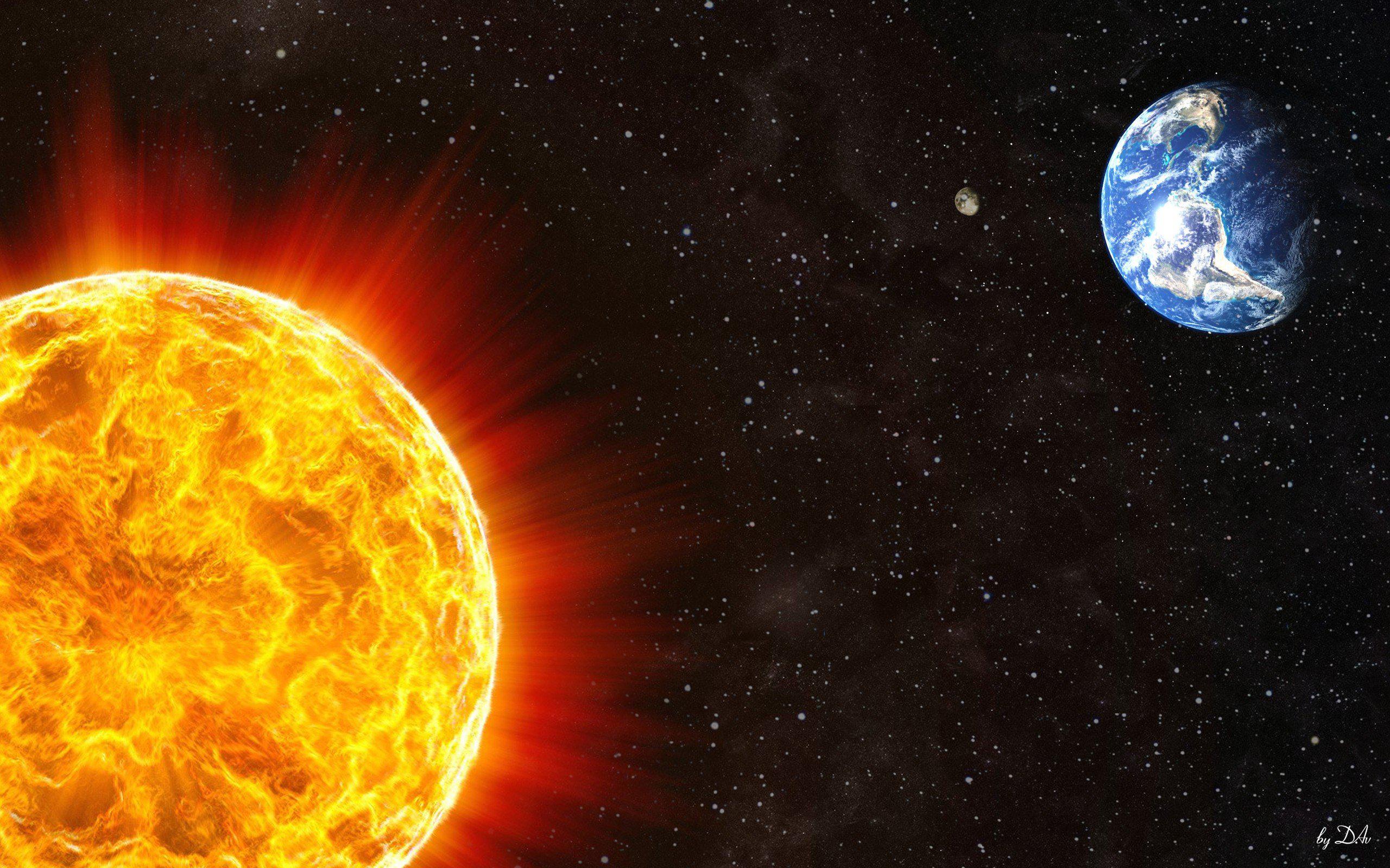 Hd Sun Stars Planets Earth Space Desktop Wallpaper - Earth Planet And Sun -  2560x1600 Wallpaper 