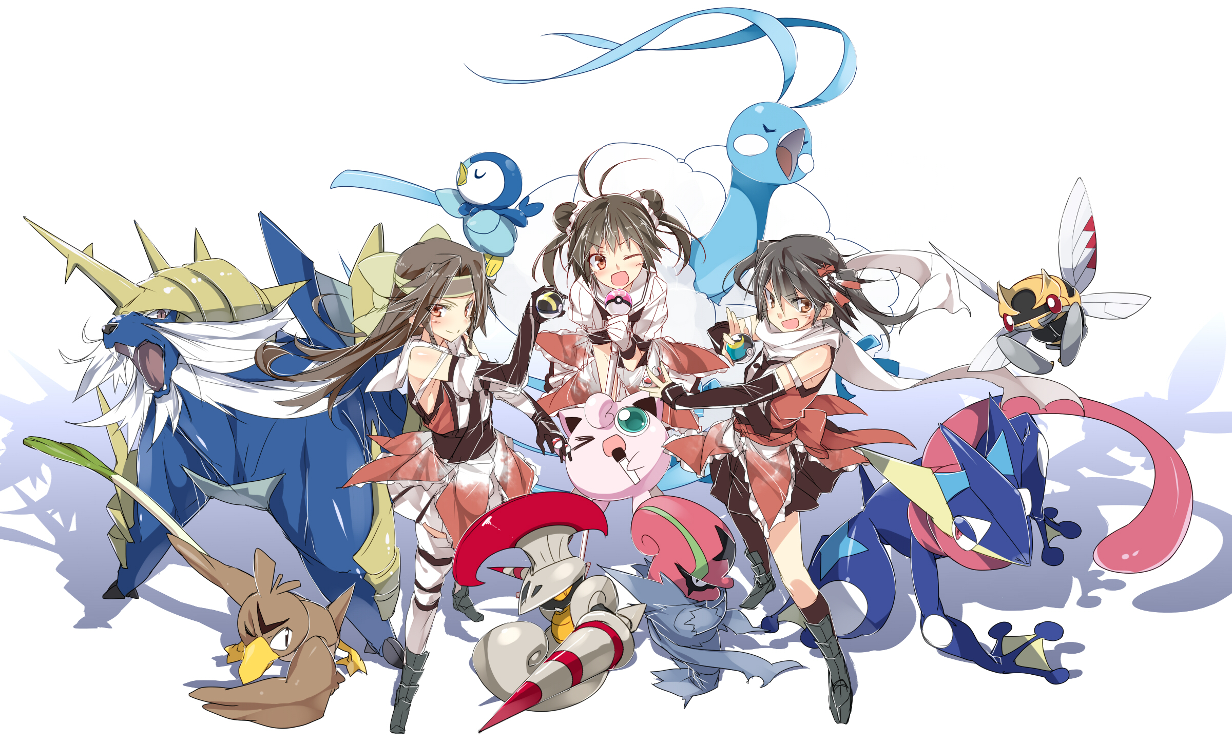 Anime Characters With Pokemon Crossover - HD Wallpaper 