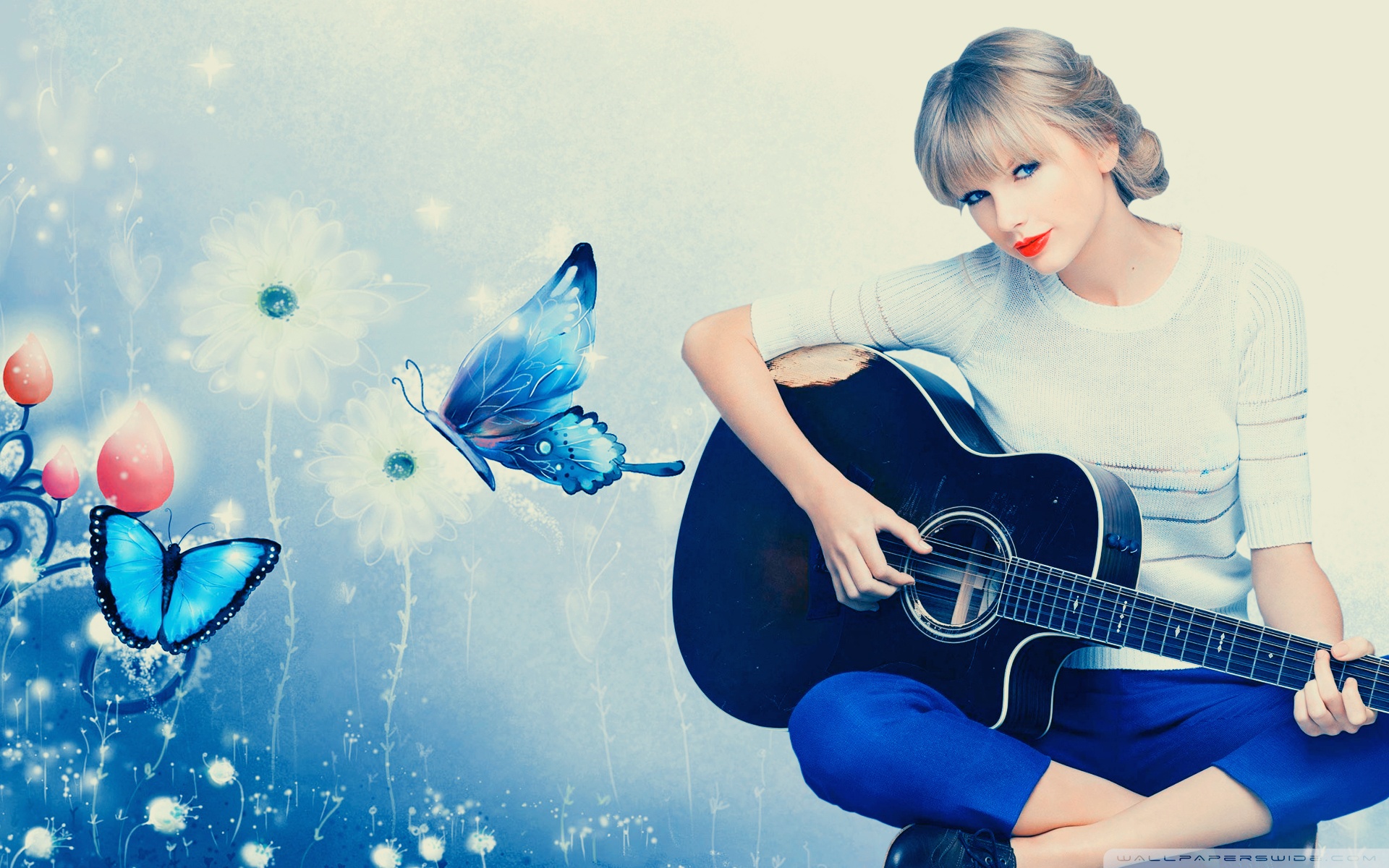 Taylor Swift With Guitar - HD Wallpaper 