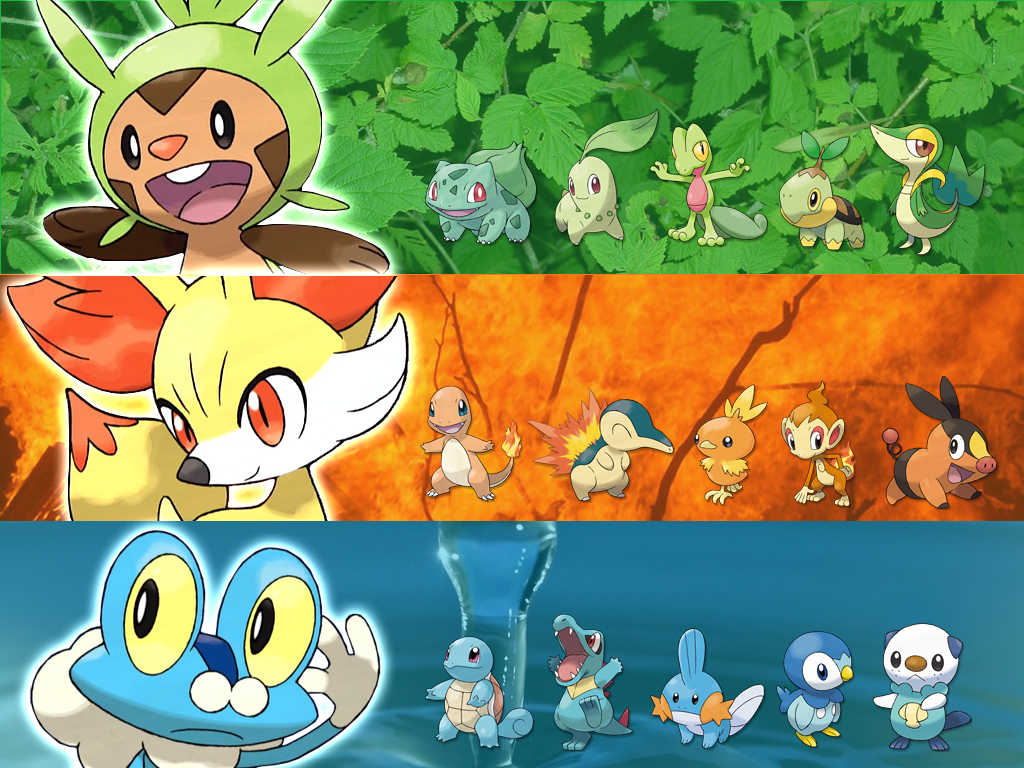 Pokemon Xy 28 Wide Wallpaper - Starter Pokemon Of All Regions - 1024x768  Wallpaper - teahub.io