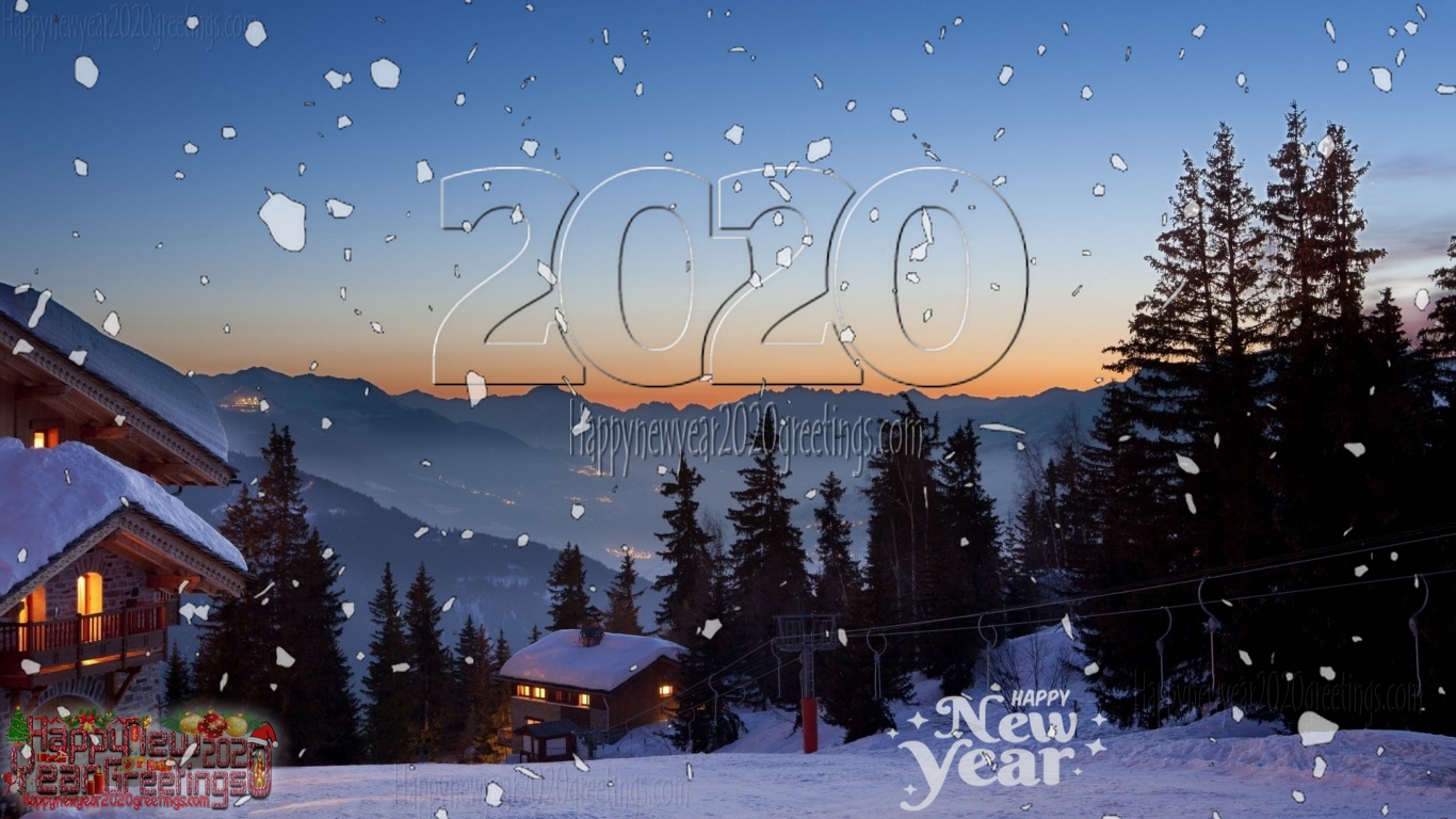 2020 Latest Desktop Background - Winter Mountain Cabin Village - HD Wallpaper 