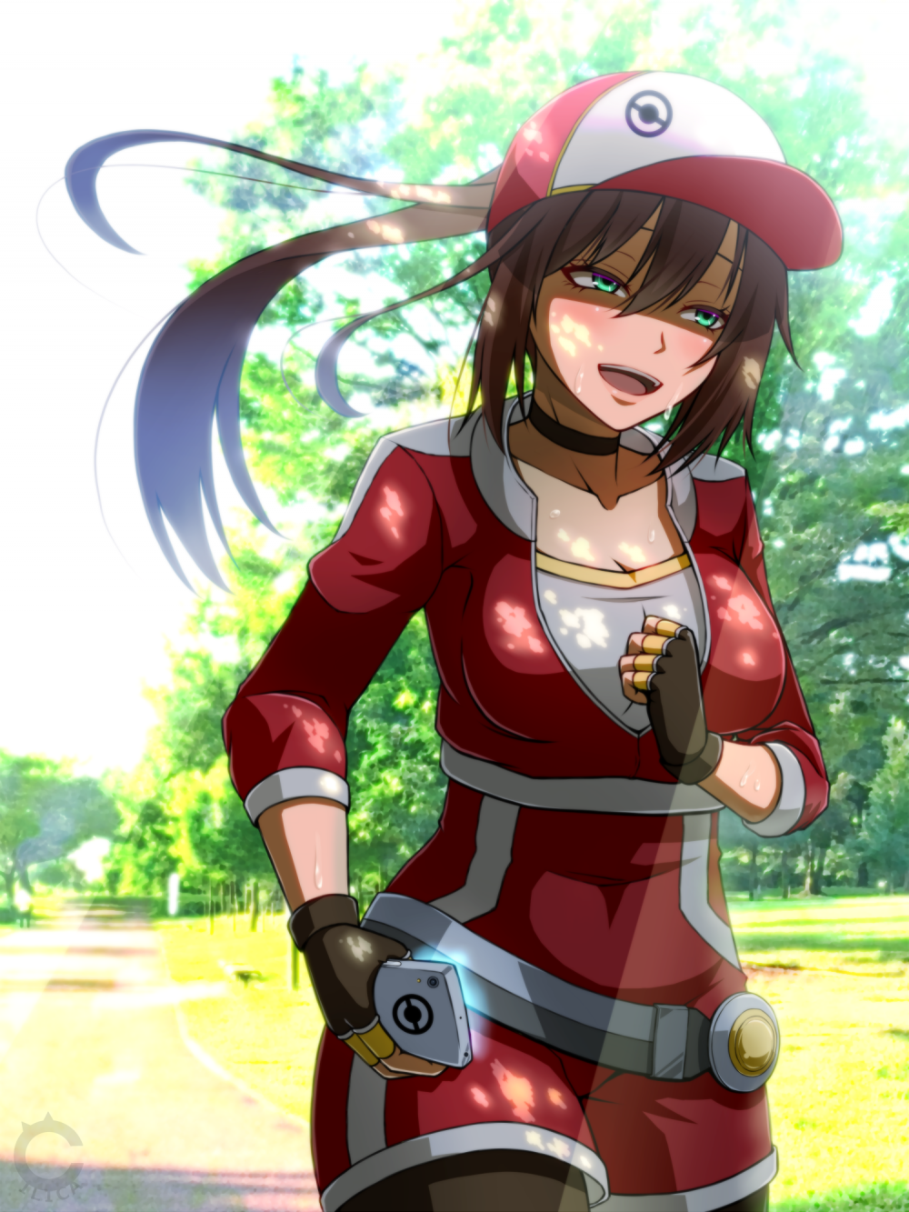Pokemon Go, Trainer, Sweat, Smartphone - Anime Pokemon Go Trainer - HD Wallpaper 