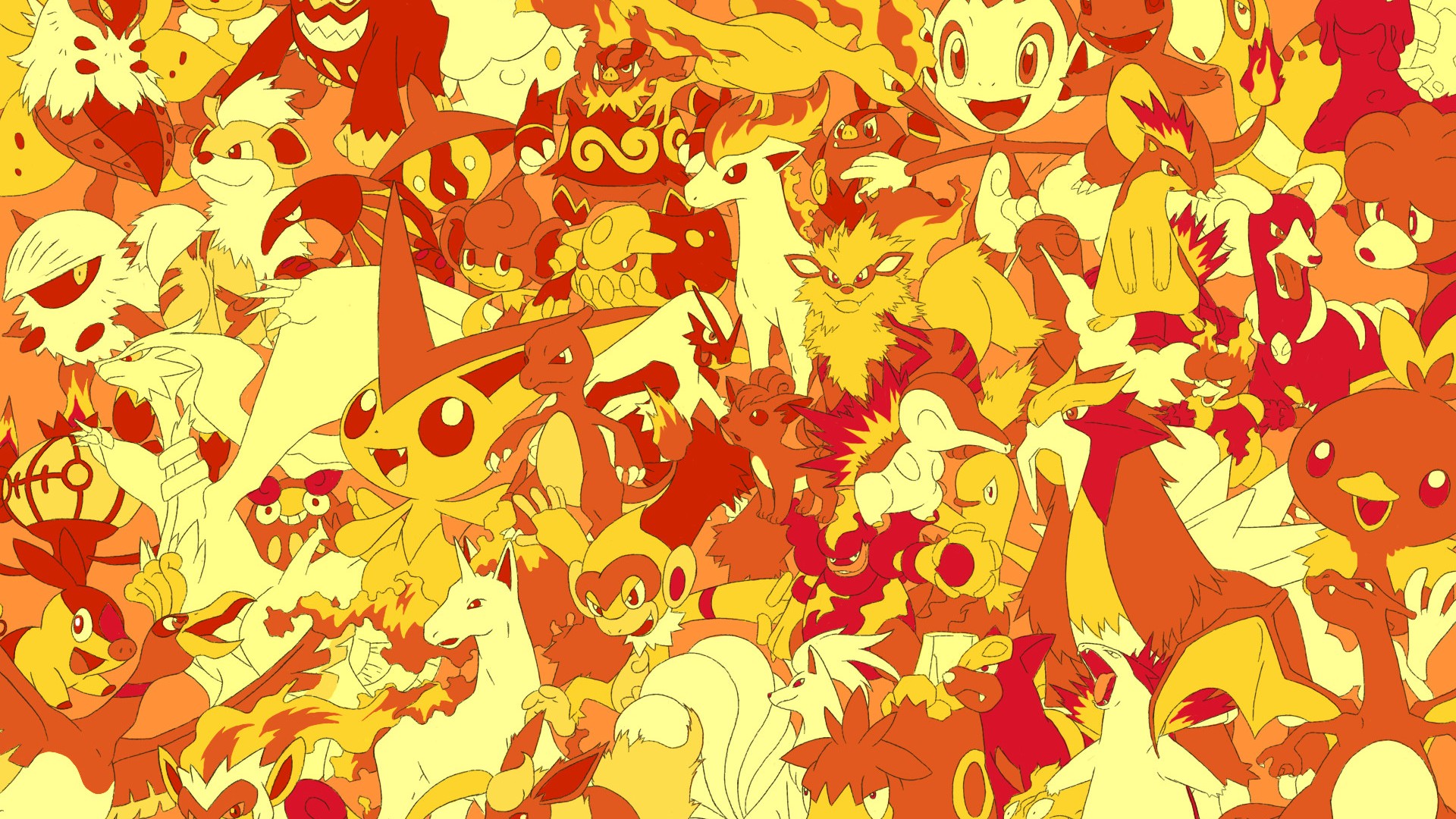 Pokemon Fire Type Art - HD Wallpaper 