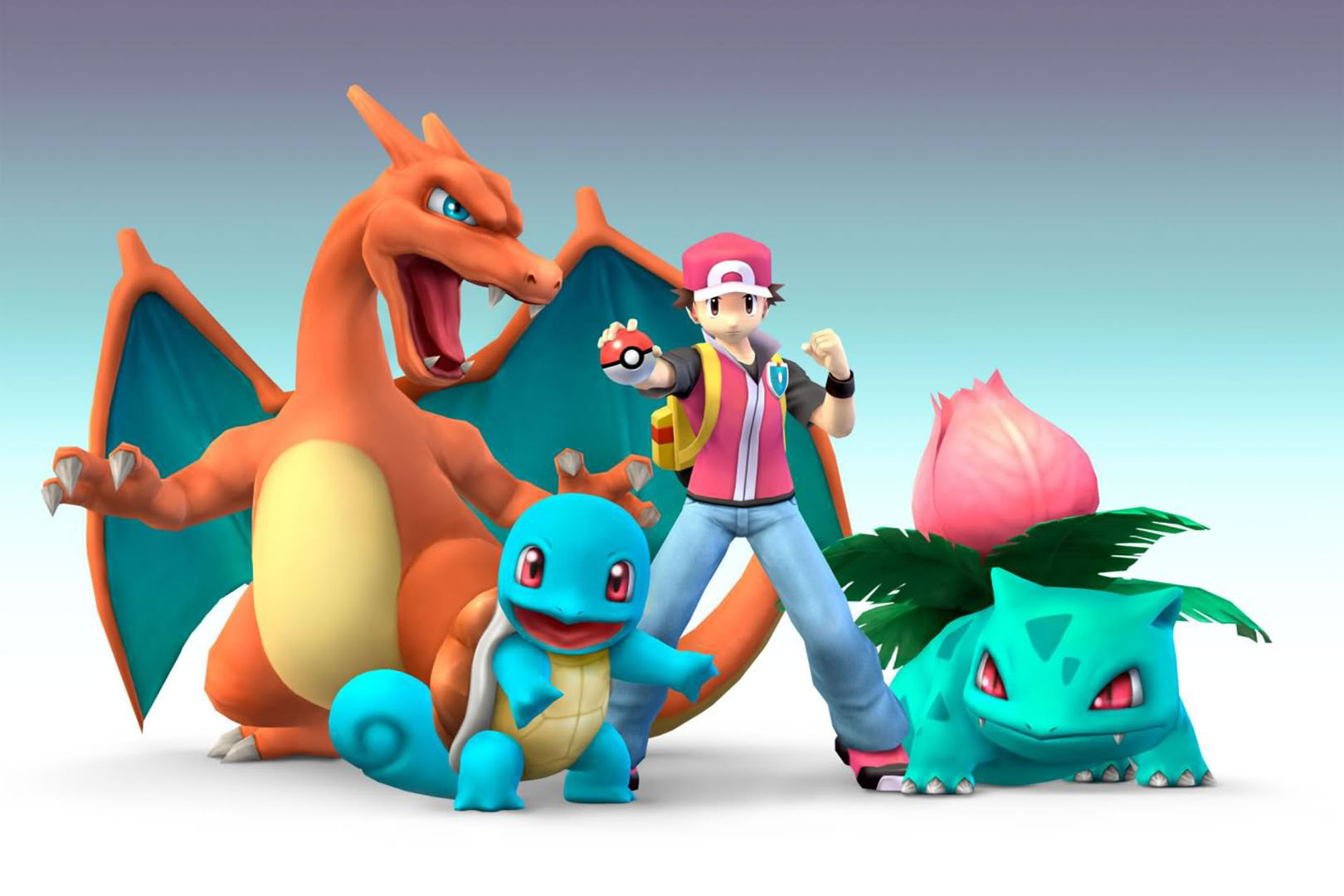 Ethan Plasticine With Bulbasaur Charizard And Turtle - Pokemon Trainer Super Smash Bros - HD Wallpaper 