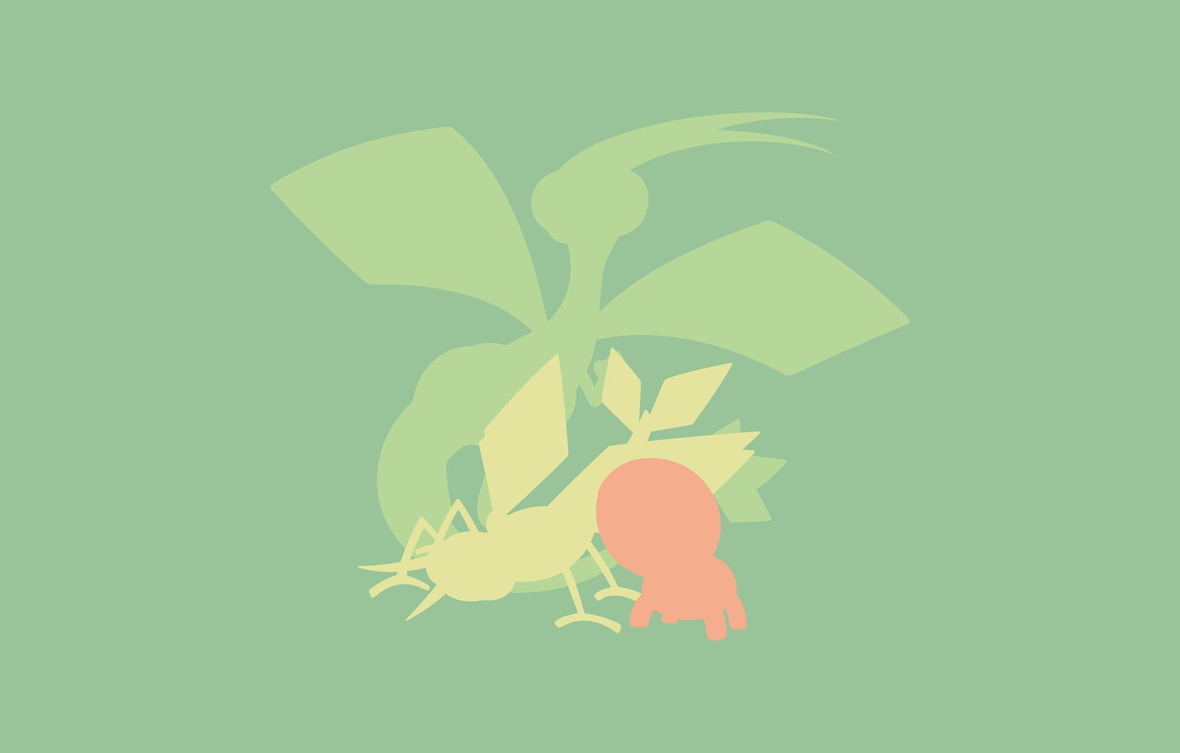 Photo Wallpaper Background, Minimalism, Pokemon, Green - Illustration - HD Wallpaper 