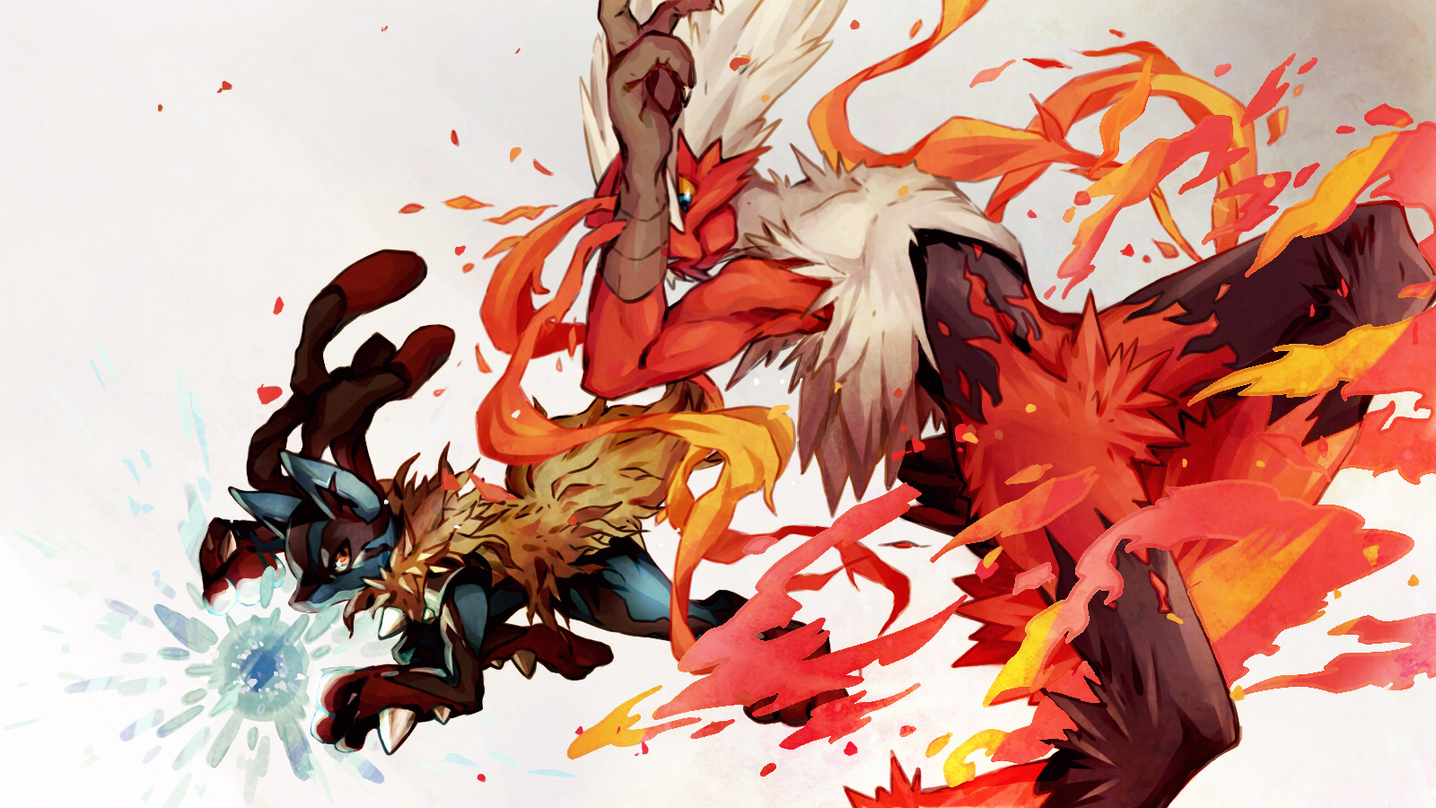 Pokemon Lucario And Blaziken - HD Wallpaper 