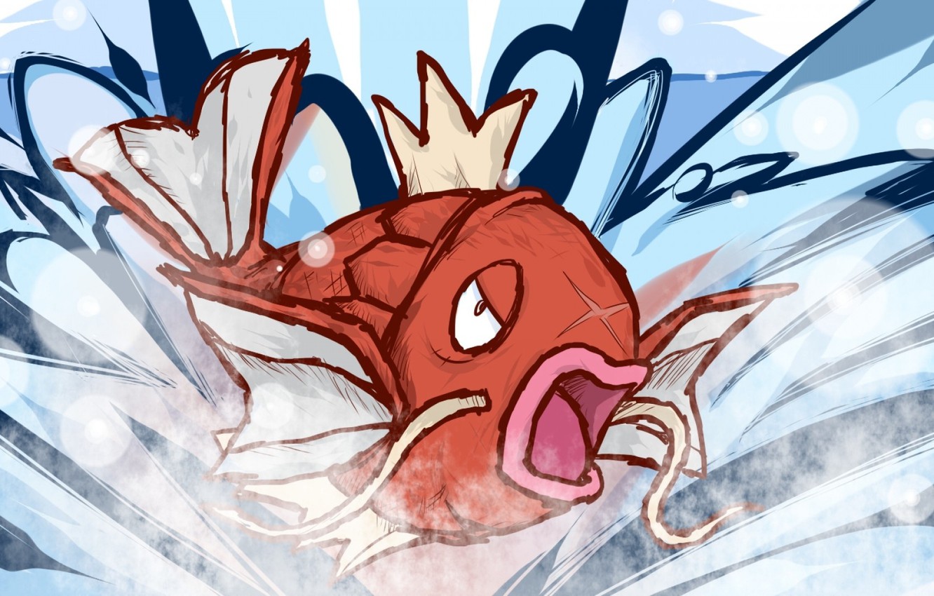Photo Wallpaper Mustache, Water, Drops, Fish, Mouth, - Pokemon Doing Battle - HD Wallpaper 