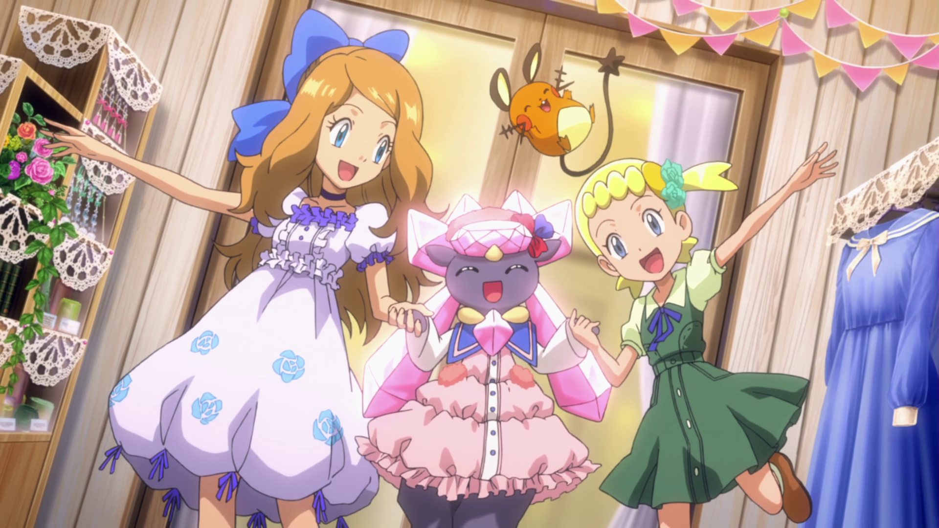 Pokemon Xy Serena Diancie And Bonnie - HD Wallpaper 