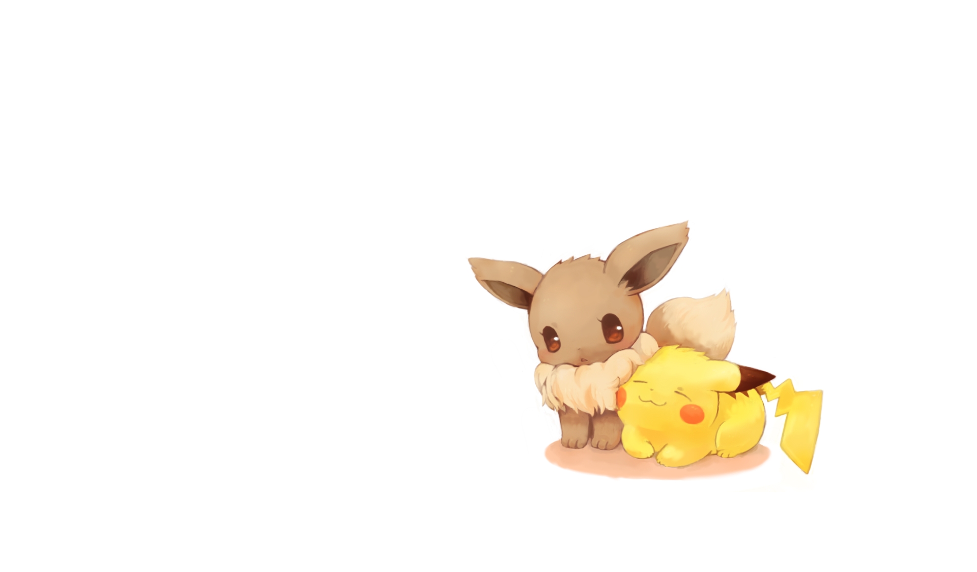 Chibi Pikachu And Eevee - HD Wallpaper 