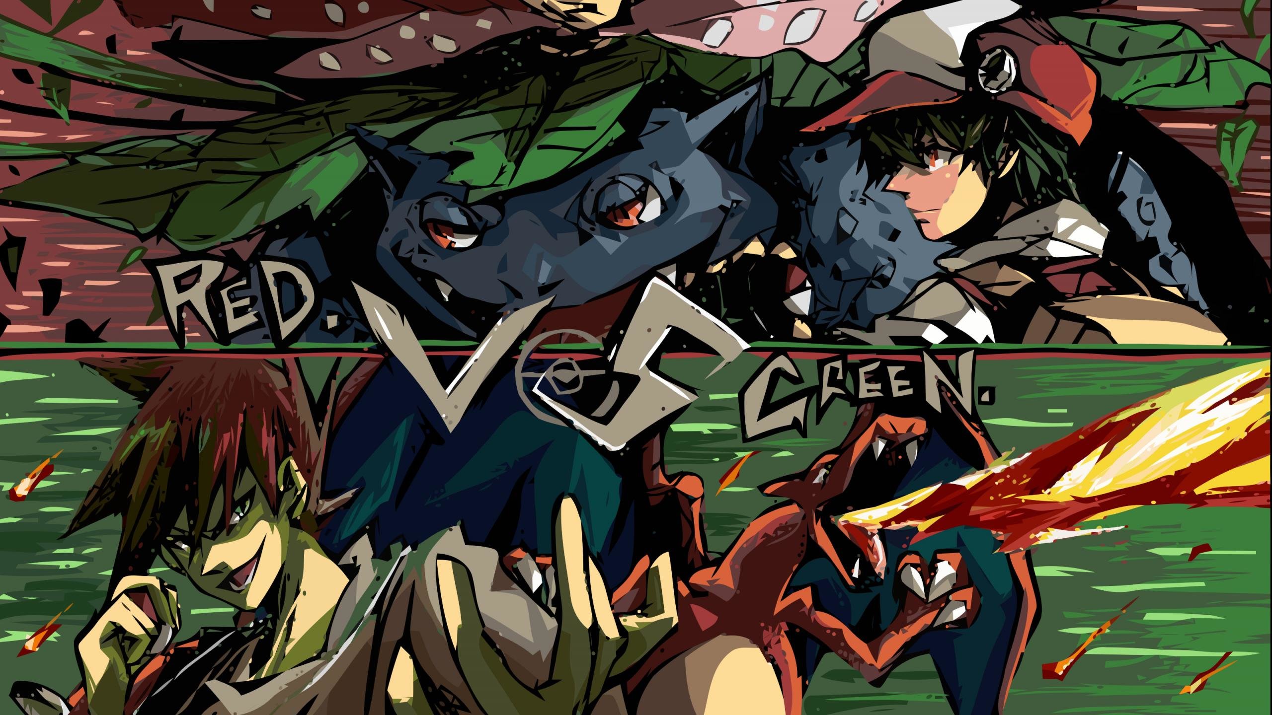 Free Download Pokemon Wallpaper Id - Red Vs Green Pokemon - HD Wallpaper 