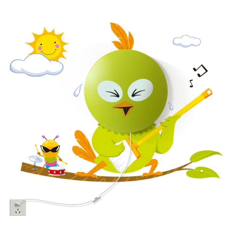 Diy Sticker Wall Light Cute Bird 3d Wallpaper Light - Detské Lampy Na Stenu - HD Wallpaper 