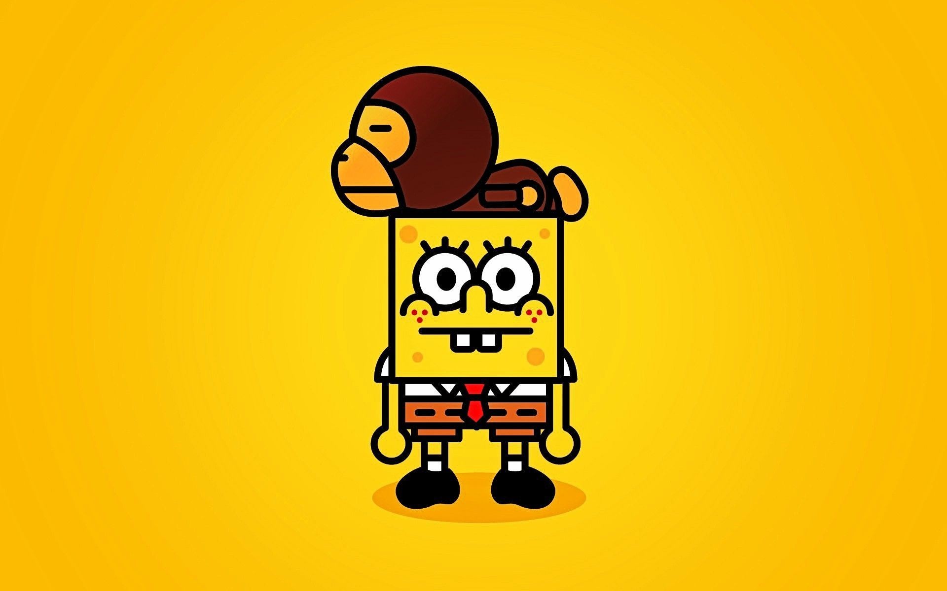 Funny Wallpaper Spongebob And Monkey 
 Data-src - Fondos De Pantalla De Bob Esponja - HD Wallpaper 