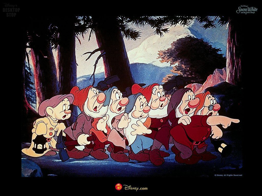 Snow White And The Seven Dwarfs Wallpaper - Snow White And Seven Dwarfs Disney - HD Wallpaper 