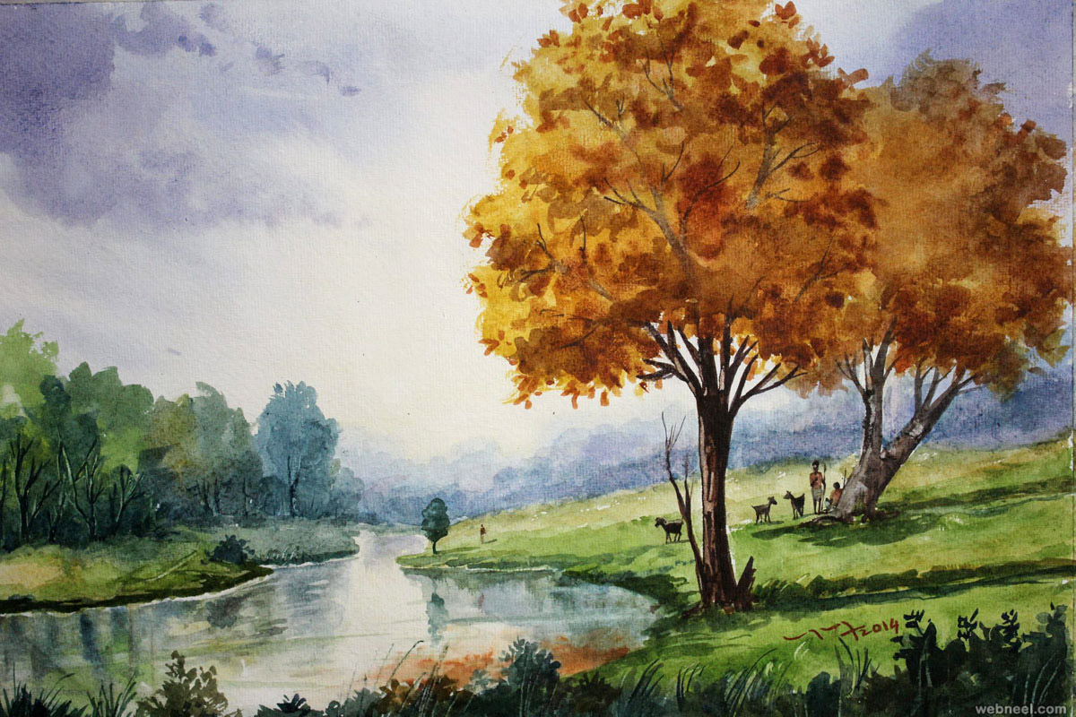 50 Best Watercolor Paintings From Top Artists Around - Aquarelle Landscape  Painting - 1200x800 Wallpaper 