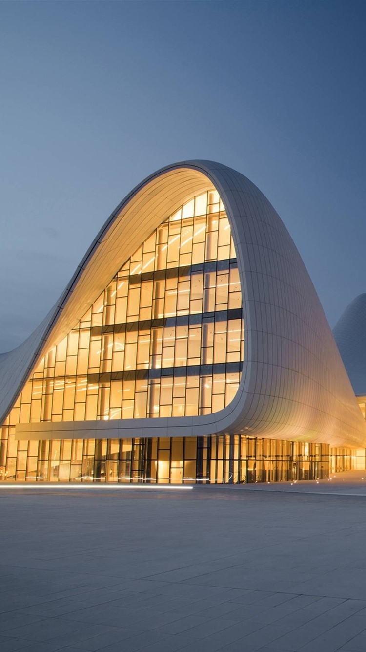 Iphone Wallpaper Modern Architecture, Cityscape, Lights - Zaha Hadid Building Baku - HD Wallpaper 