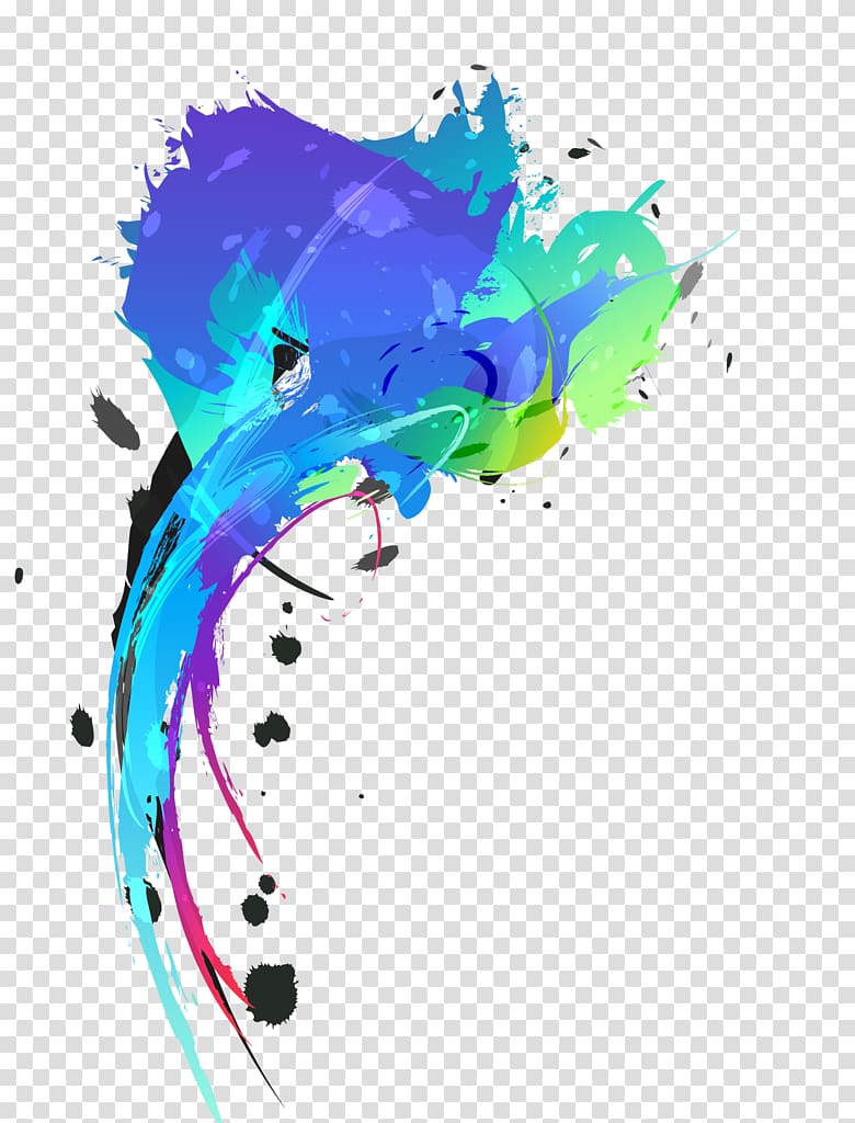 Color Ink Splash Desktop Blue, Design Transparent Background - Ink Splash Design - HD Wallpaper 
