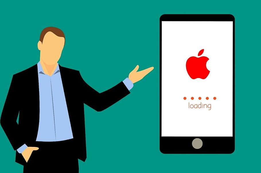 Illustration Of Apple Iphone Loading, With Man Illustration, - Online Shopping Images Hd - HD Wallpaper 