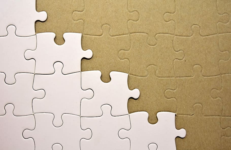 White And Brown Puzzle Board, Joining Together, Insert, - Complete Puzzle - HD Wallpaper 