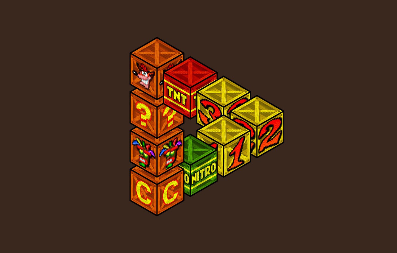 Photo Wallpaper Minimalism, Box, Art, Videogames, Crash - Crash Bandicoot Wallpaper Minimalist - HD Wallpaper 