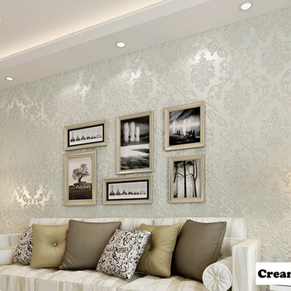 White And Silver Wallpaper Living Room - HD Wallpaper 