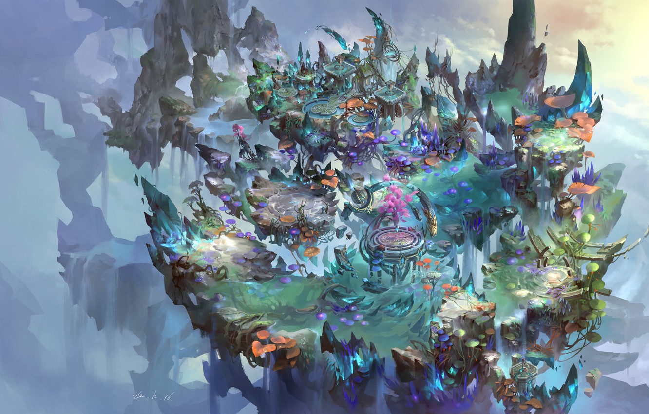 Photo Wallpaper The Game, Island, Fantasy, Art, Location, - Остров Фэнтези - HD Wallpaper 