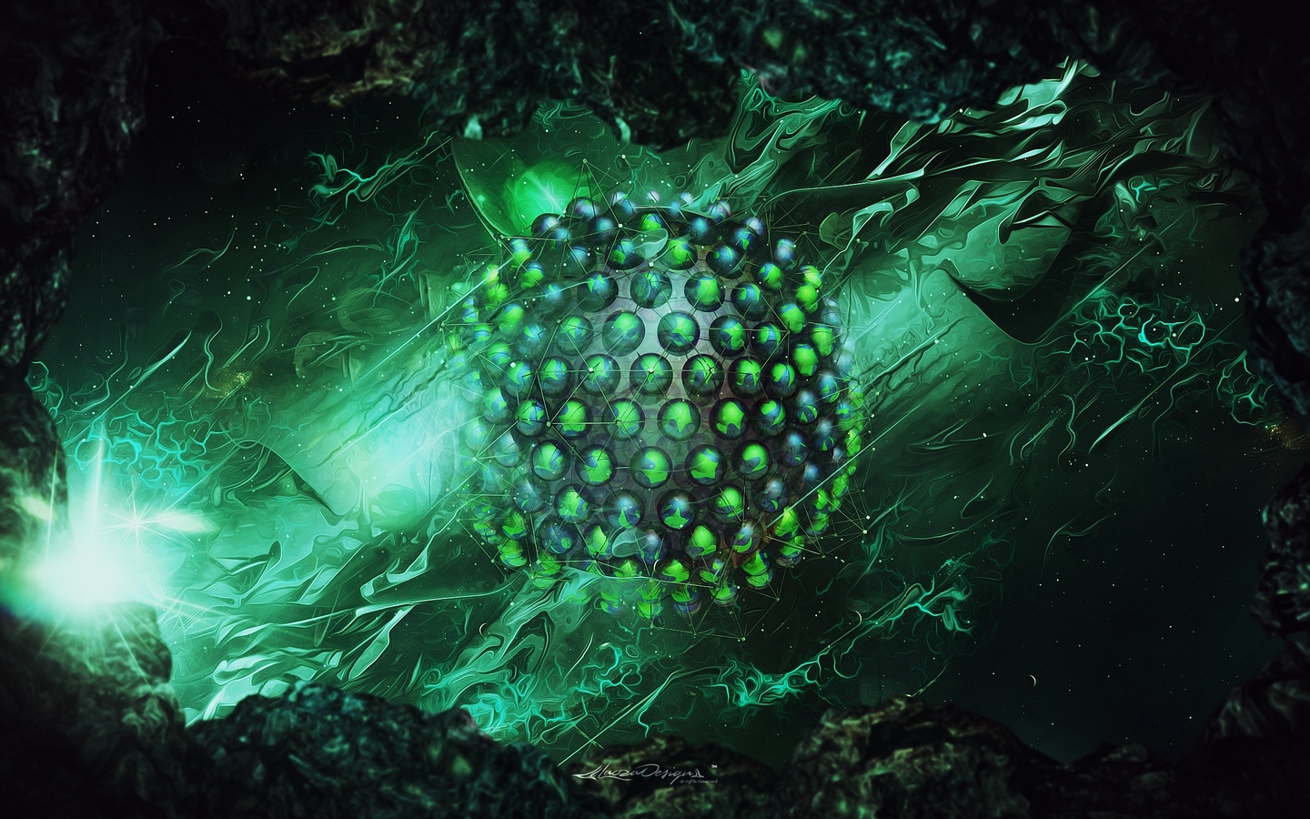 Wallpaper Rendering, Digital Art, Abstract, Sphere, - Зелёная Сфера - HD Wallpaper 