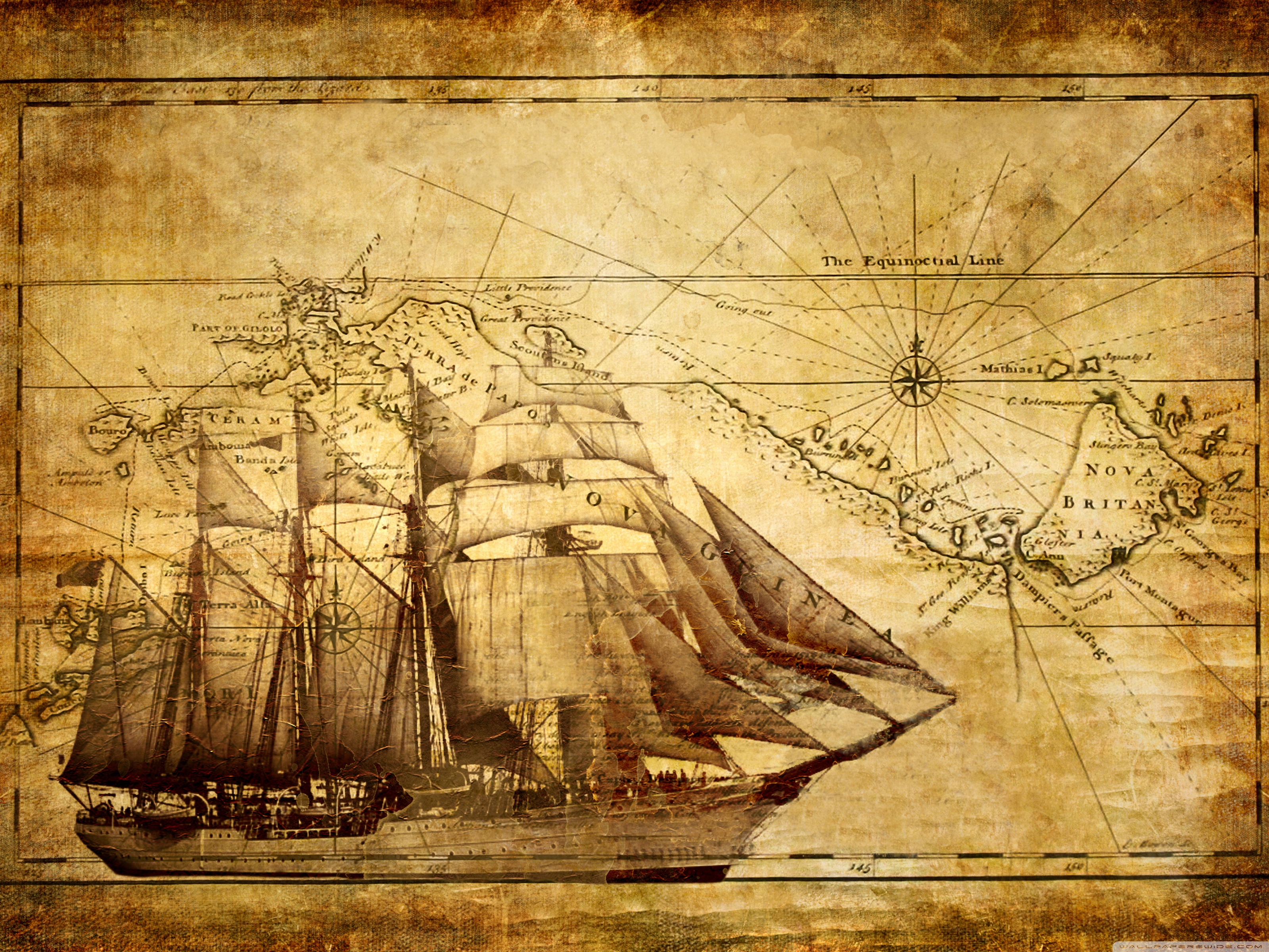 Antique Nautical Map - HD Wallpaper 