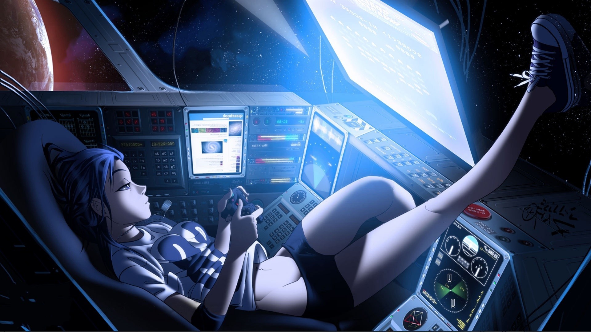 Small Wallpaper Dump 3 
 Data-src - Gamer Girl In Space Gif - HD Wallpaper 