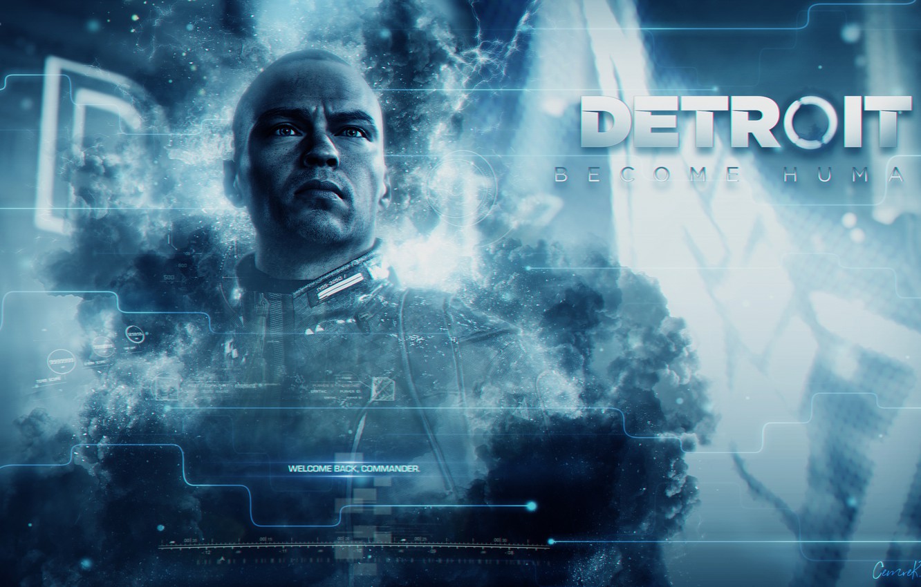 Photo Wallpaper Blue, The Game, Game, Android, Android, - Detroit Become Human Markus - HD Wallpaper 