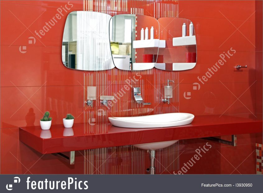 Red Bathroom Wall Royalty Free Stock Image Walls Diy - Hand Allergy - HD Wallpaper 