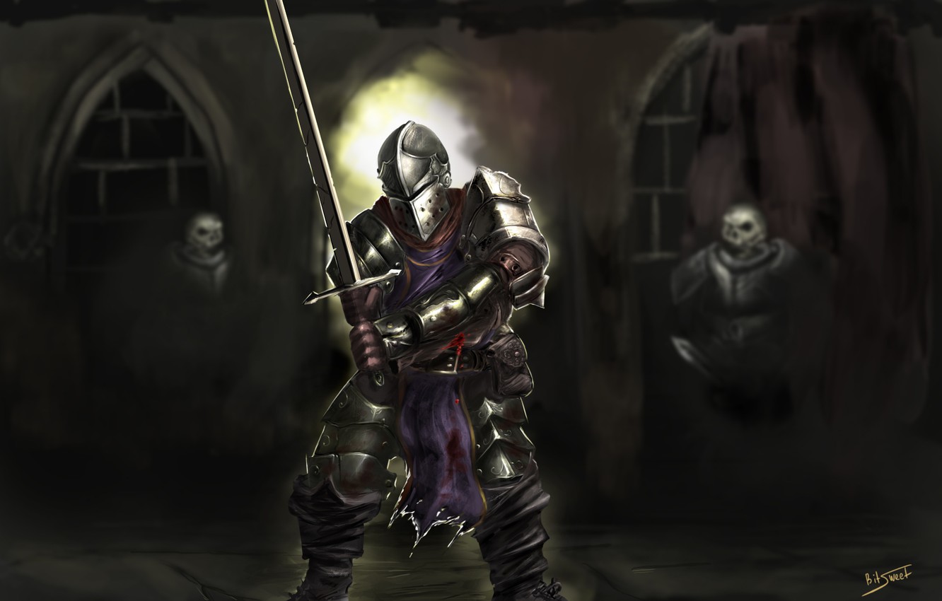 Photo Wallpaper Armor, Paladin, Warrior, Skeletons, - Darkest Dungeon Wallpapers Hd - HD Wallpaper 