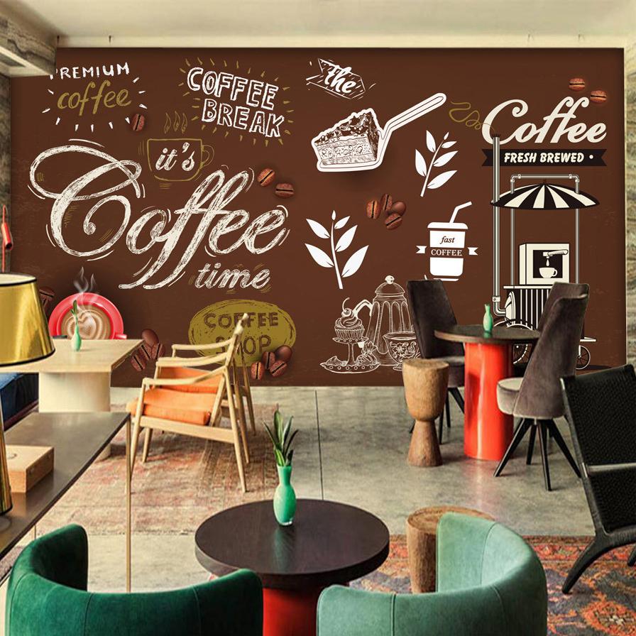 Coffee Shop Wall Vintage Design - HD Wallpaper 