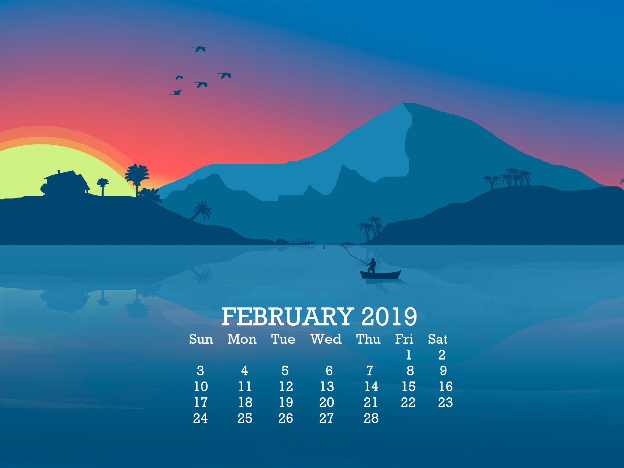 Beautiful February 2019 Desktop Wallpaper - February Calendar Desktop Background 2019 - HD Wallpaper 