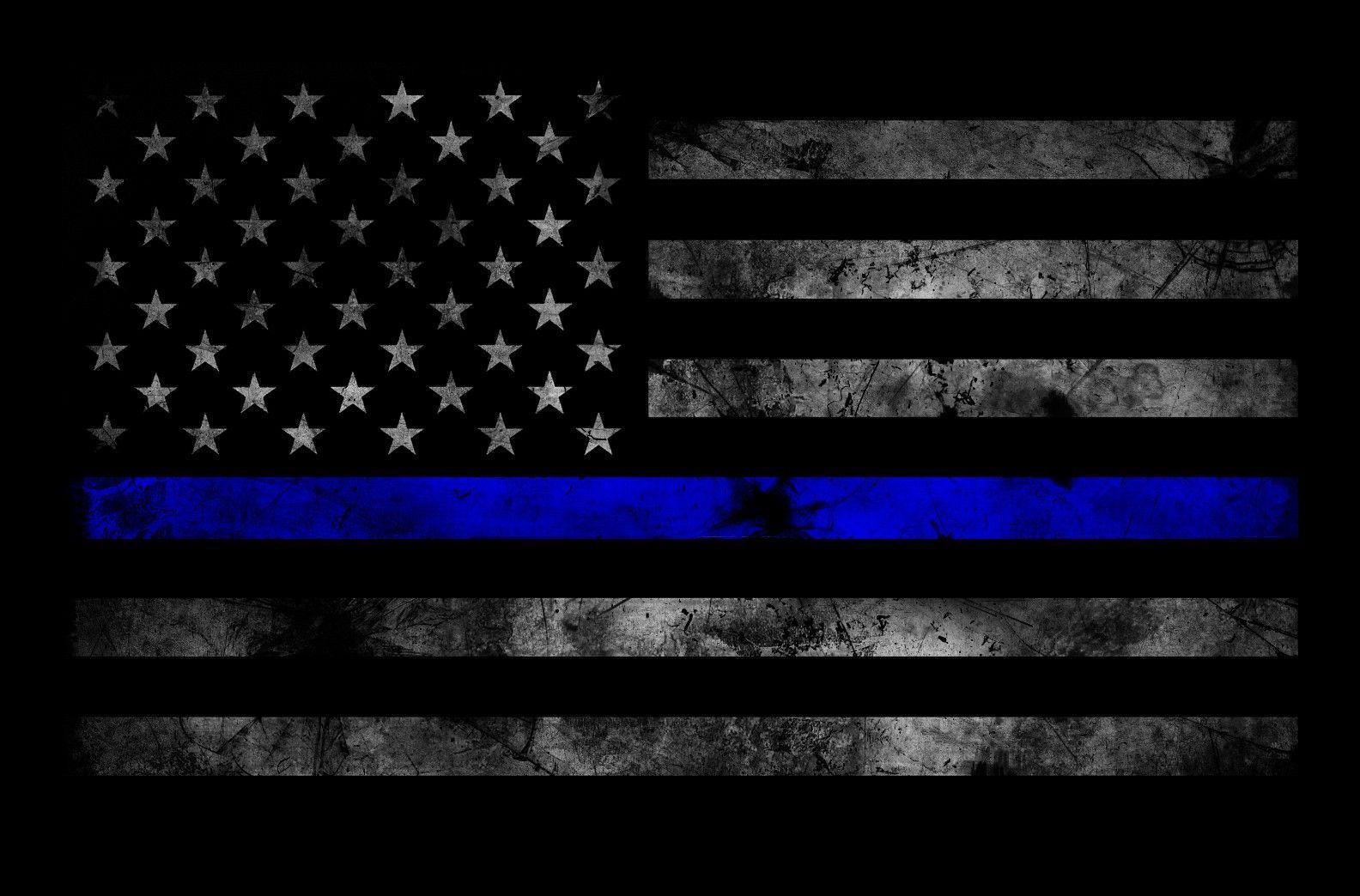 Blue Stripe Police Flag - HD Wallpaper 