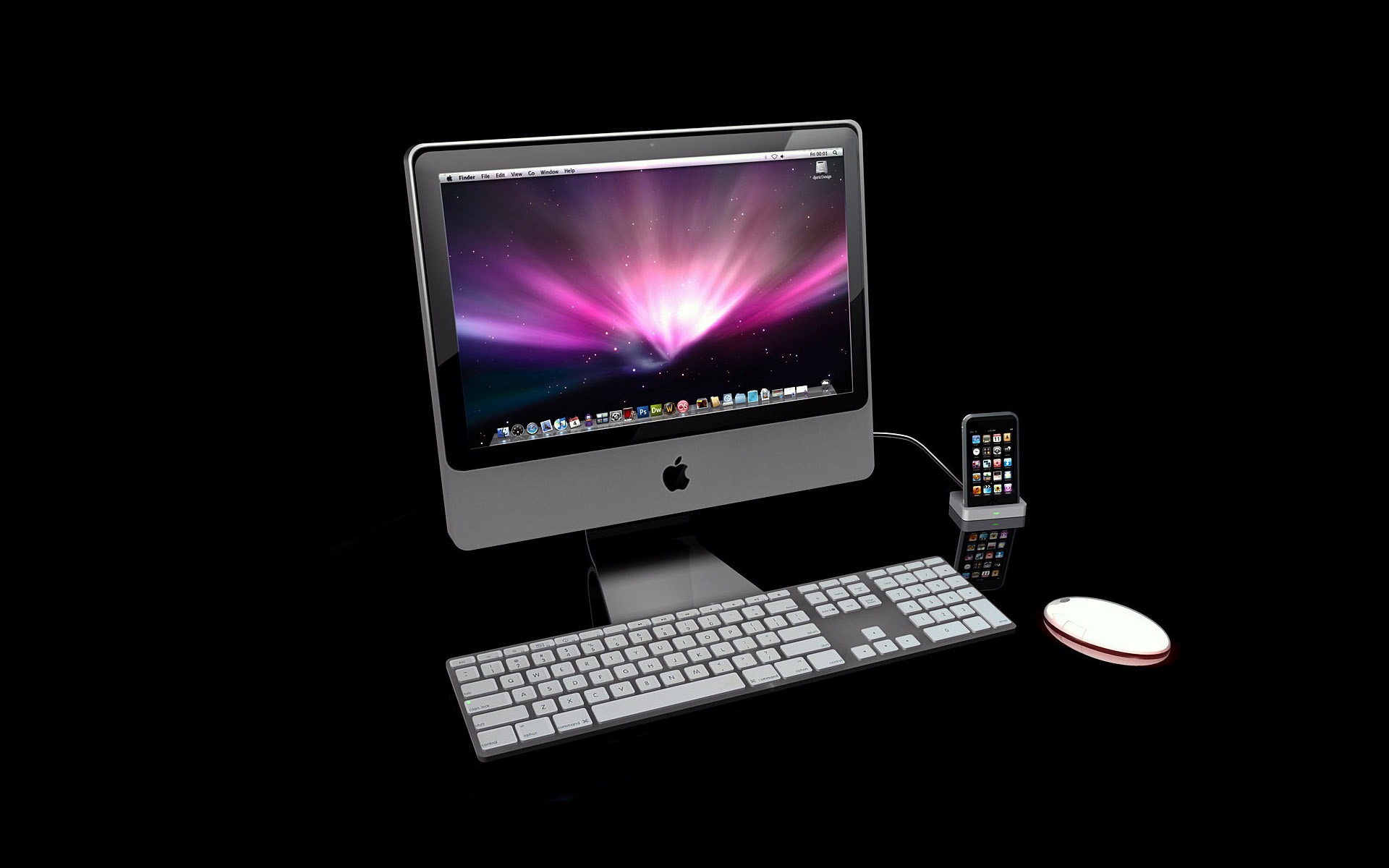Apple Mac Black Background - HD Wallpaper 