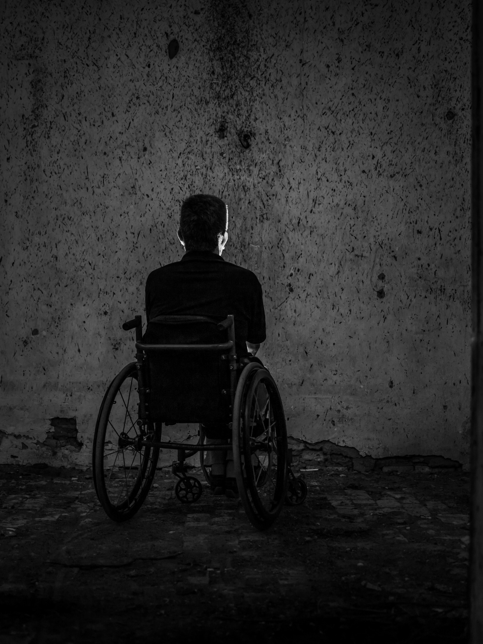 Wheelchair, Old Man, Monochrome, Room - Wheelchair - HD Wallpaper 
