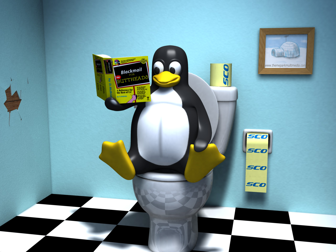 Tux Reading - Linux Penguin Vs Windows - HD Wallpaper 