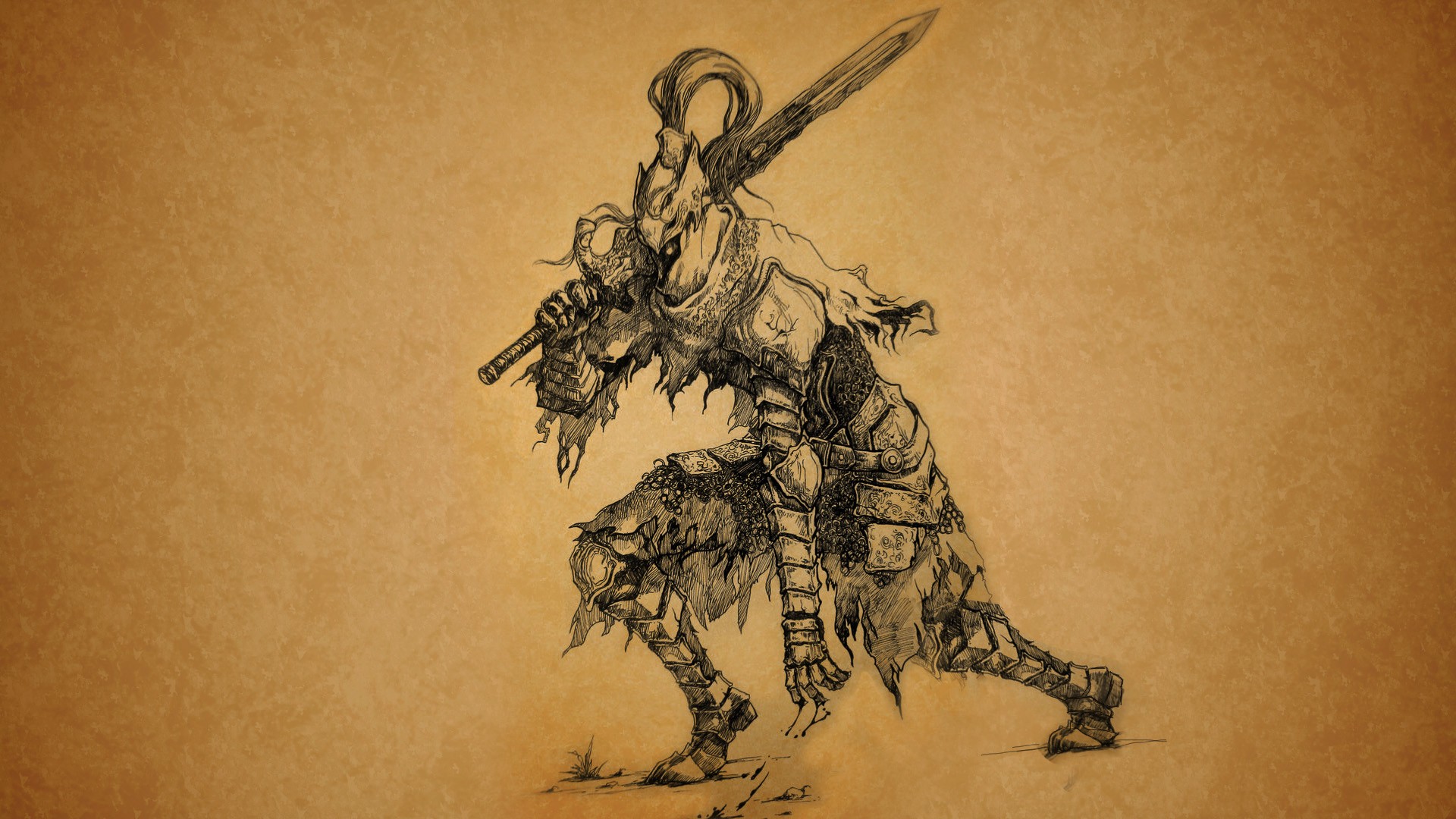 Wallpaper - Dark Souls Boss Drawing - HD Wallpaper 