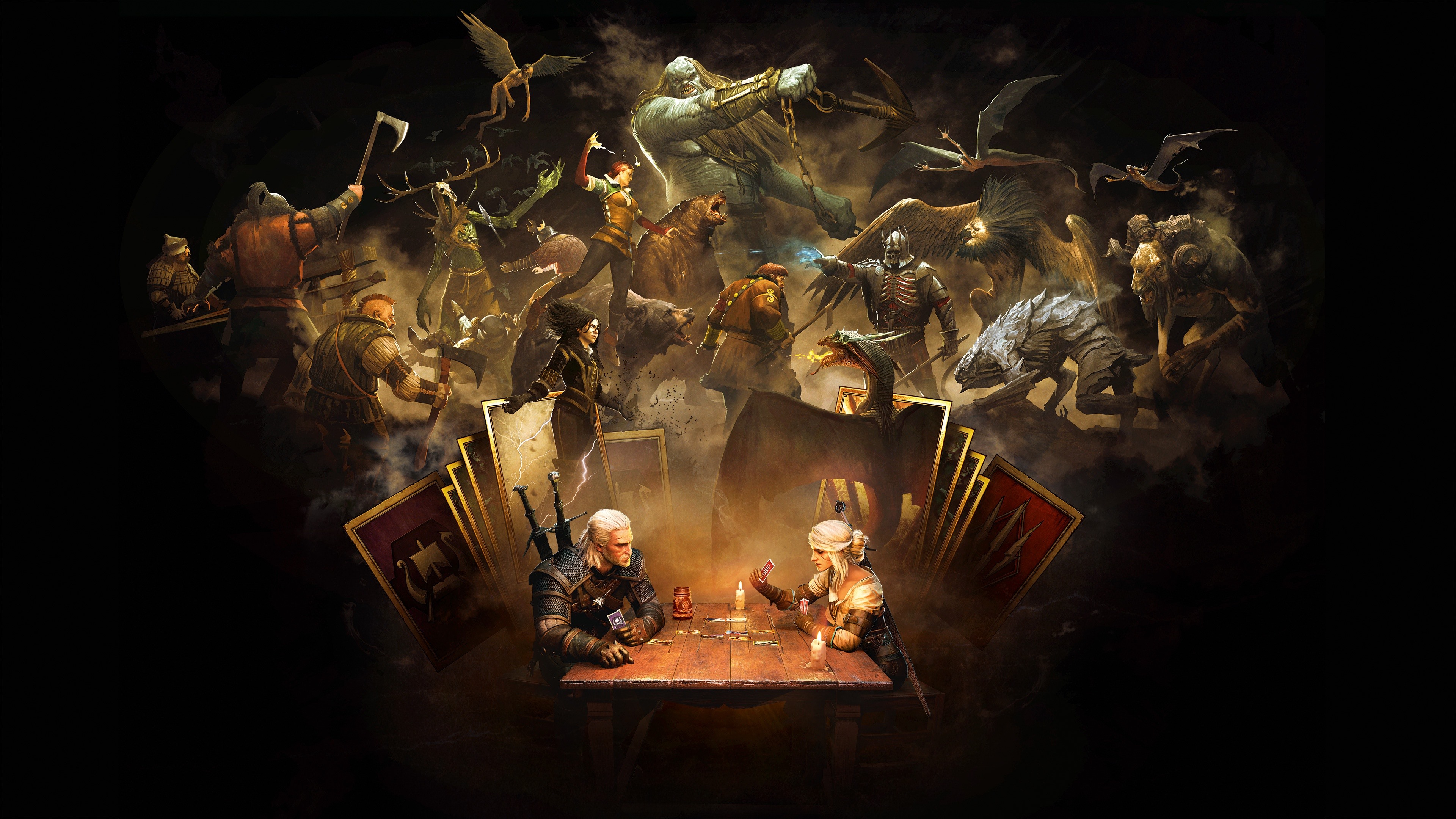 Wallpaper The Witcher - Witcher Geralt Ciri Gwent - HD Wallpaper 
