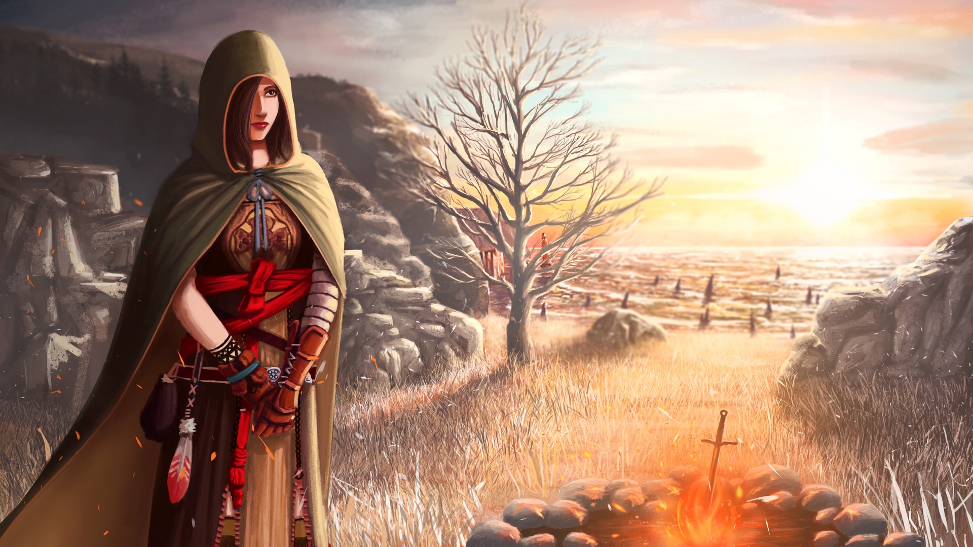 Wallpaper Dark Souls 2, Shanalotte, Girl, Cape, Field - Dark Souls Majula Girl - HD Wallpaper 