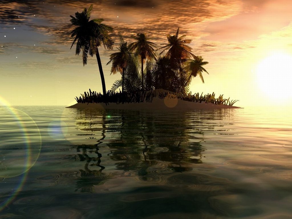 3d Wallpaper - Ocean Island Hd - HD Wallpaper 