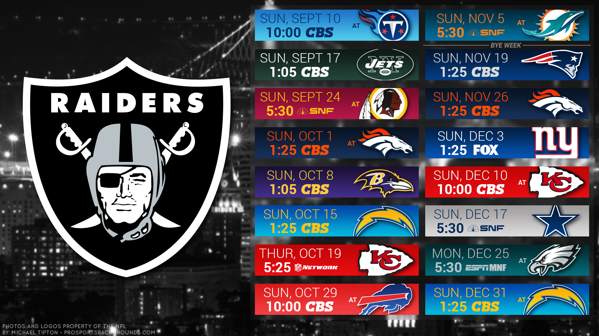 Oakland Raiders 2017 Schedule City Football Logo Wallpaper - HD Wallpaper 