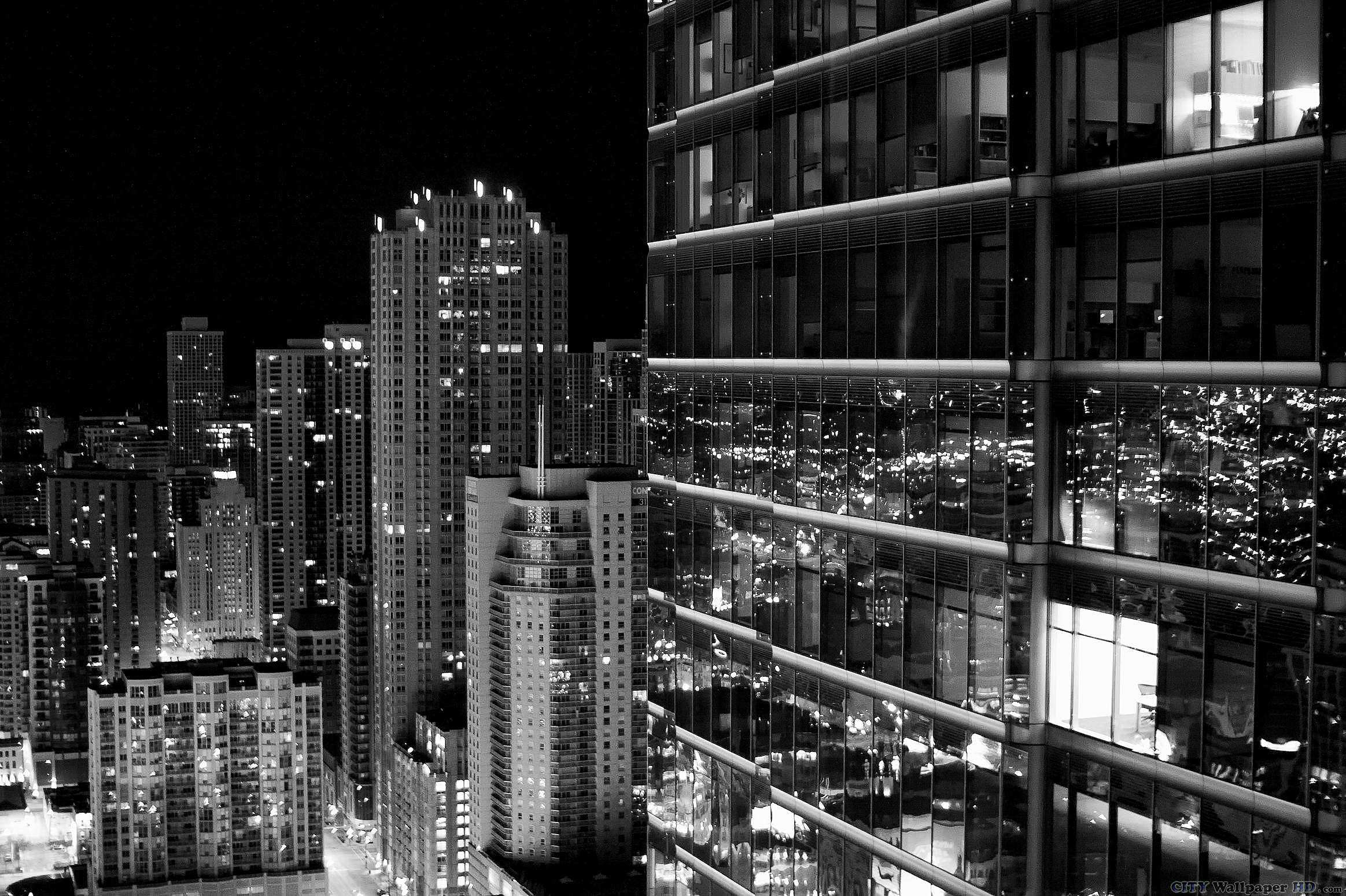 Black And White Wallpaper Of Skyscrapers - Skyscraper Desktop Backgrounds - HD Wallpaper 