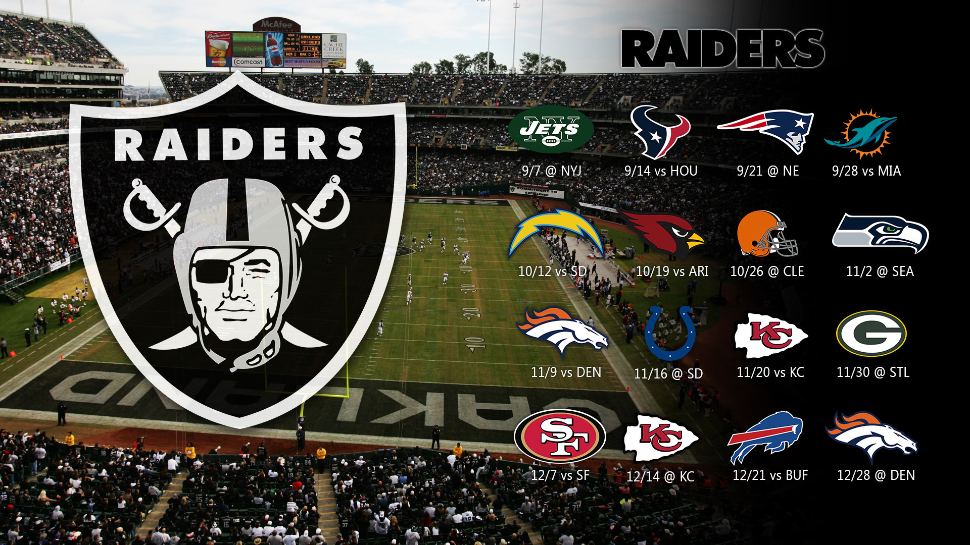 1920x1080, Oakland Raiders Wallpapers Free - 2018 2019 Raiders Schedule 2018 - HD Wallpaper 