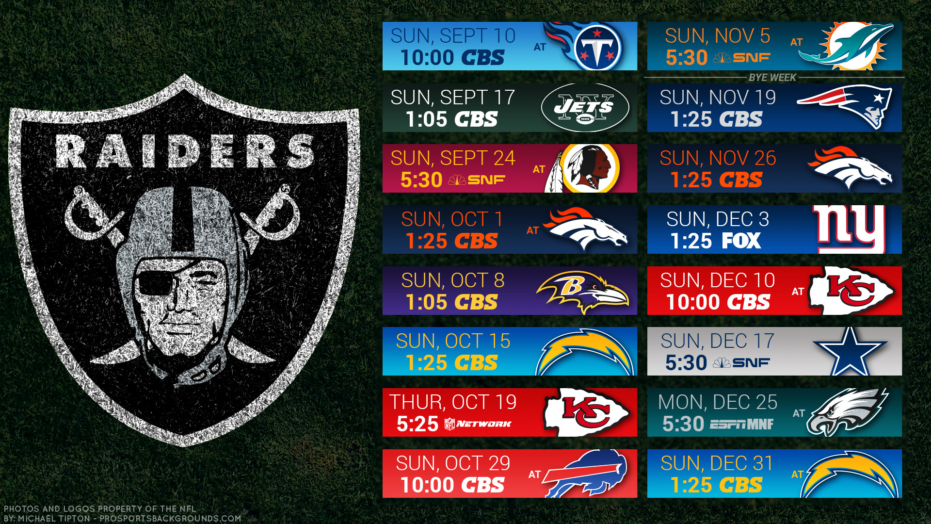 Oakland Raiders 2017 Schedule Turf Football Logo Wallpaper - Happy Holidays Oakland Raiders - HD Wallpaper 