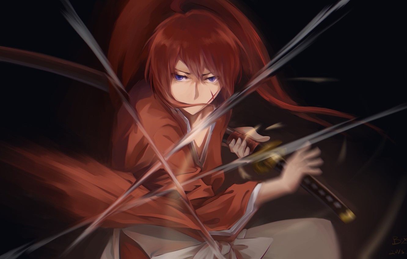 Photo Wallpaper Weapons, Sword, Guy, Anime, Art, Rurouni - Art Rurouni Kenshin Anime - HD Wallpaper 