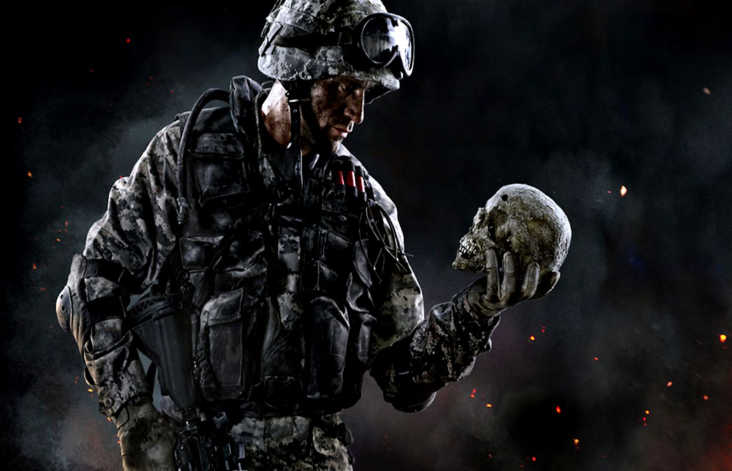 Warface Game Hd Wallpaper Welcome To Starchop - Soldier Holding A Skull - HD Wallpaper 