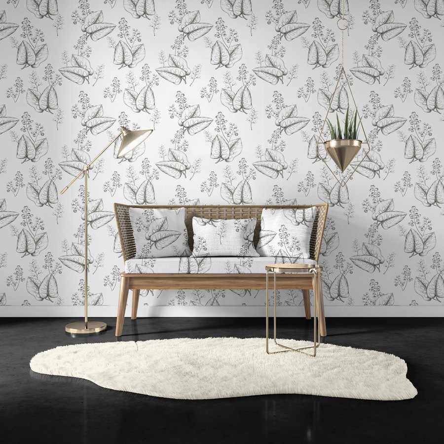 Leaves Wallpaper Mural - Scandinavian Style - HD Wallpaper 