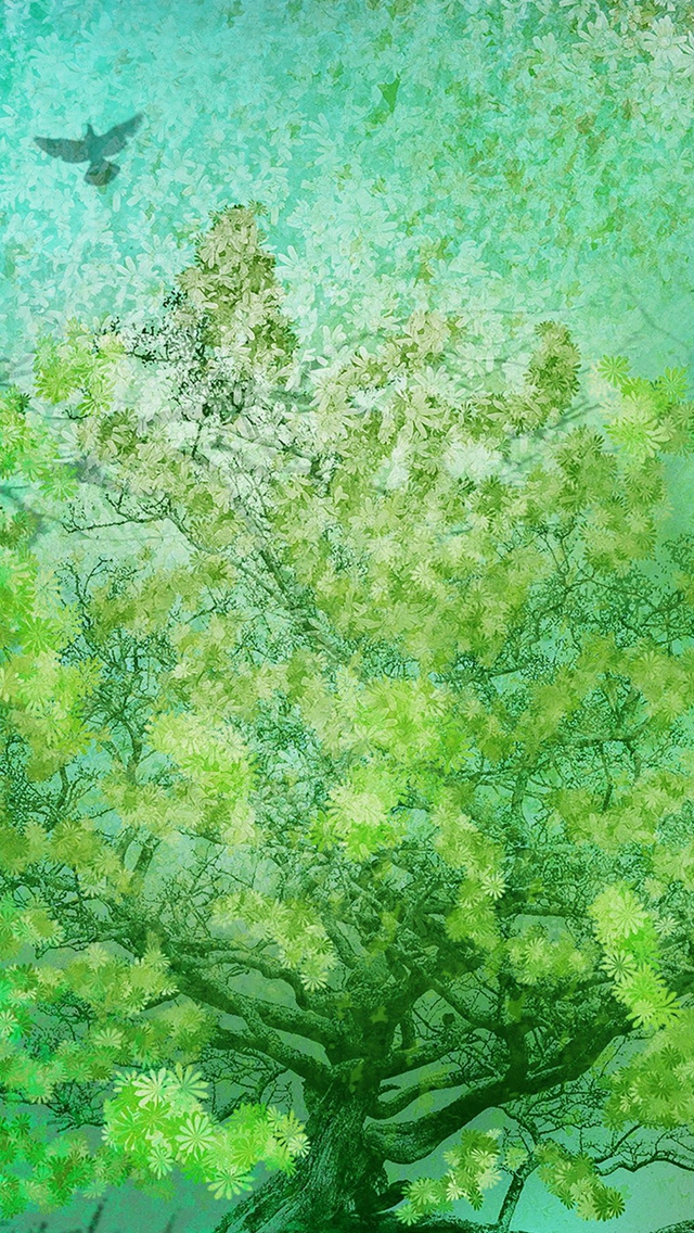 Flower Spring Art Green Illust Happy Iphone Wallpaper - Home Screen Art Wallpaper Iphone - HD Wallpaper 